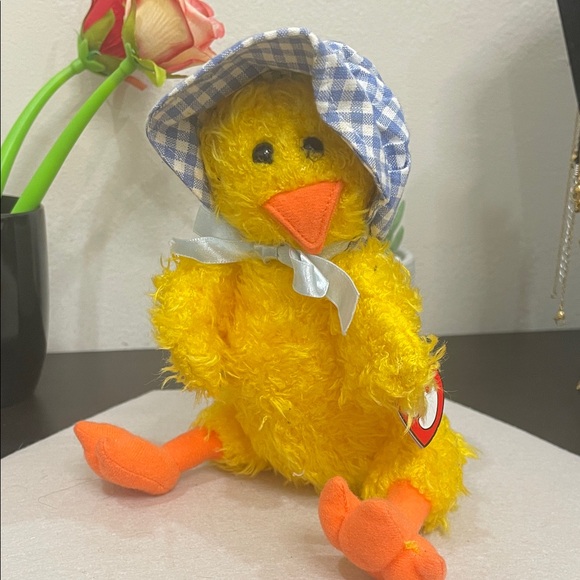 Ty Other - Ty Yellow Chick with Blue Gingham Hat and Orange Beak